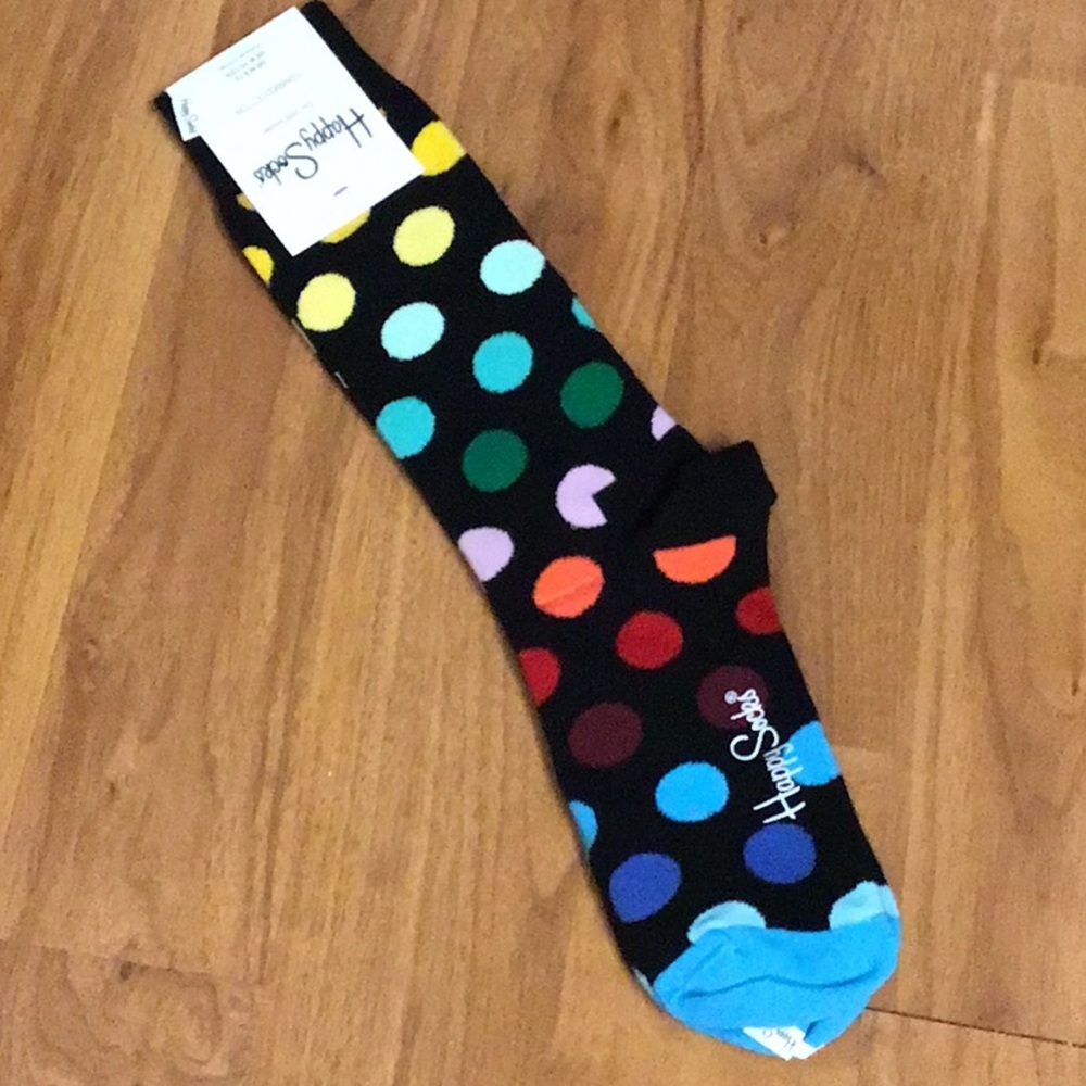 MEN’S NWT Happy Socks Polka Dot Rainbow 🌈 Combed Cotton Socks